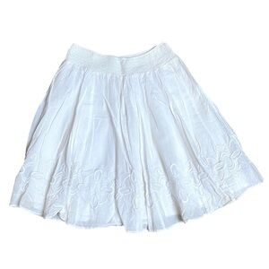 Banana Republic Factory Petite White Cotton Embroidered Skirt PS Boho Summer